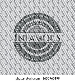 Infamous shiny silver badge. Scales pattern. Vector Illustration. Detailed.