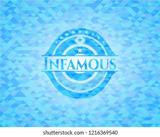 Infamous sky blue emblem with mosaic background