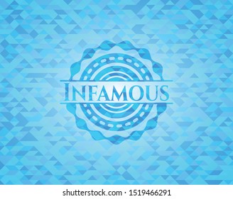 Infamous sky blue emblem with triangle mosaic background