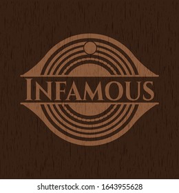 Infamous vintage wood emblem. Vector Illustration.