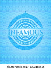 Infamous water concept badge background.