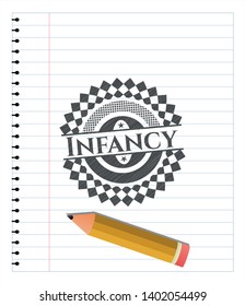 Infancy drawn in pencil. Vector Illustration. Detailed.