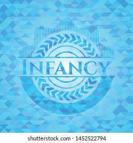 Infancy sky blue emblem with triangle mosaic background