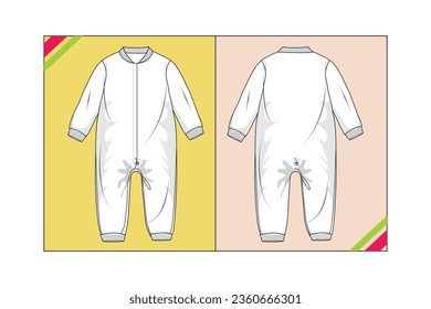 INFANT BABY BODYSUIT TECHNICAL ILLUSTRATION