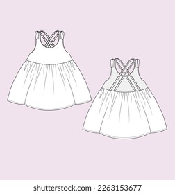 ilustración de dibujo plano de vestido lindo bebé niña 