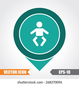 Infant baby  Icon On Map Pointer. Eps.-10.