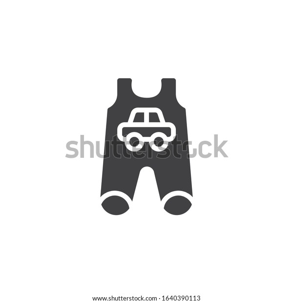 Infant baby romper\
with car vector icon. filled flat sign for mobile concept and web\
design. Baby bodysuit clothes glyph icon. Symbol, logo\
illustration. Vector\
graphics