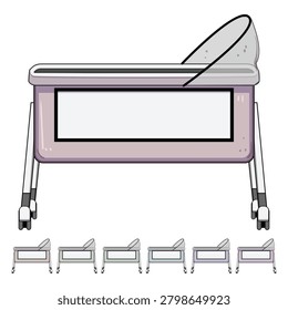 Infant bassinet cot featuring a contemporary design with wheels, offering a secure and portable sleeping solution for newborn babies in a nursery or home environment