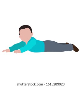 infant boy lies, flat style, no face