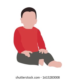  infant boy sitting, flat style