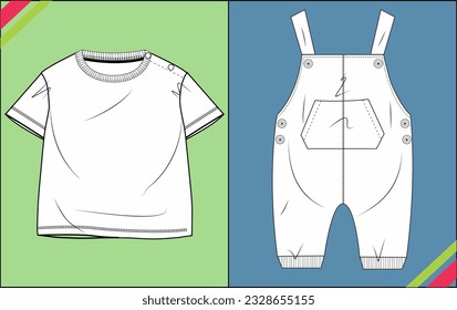 INFANT BOYS JAMSUIT T SHIRT SKETCH FASHION TEMPLATE TECHNICAL ILLUSTRATION