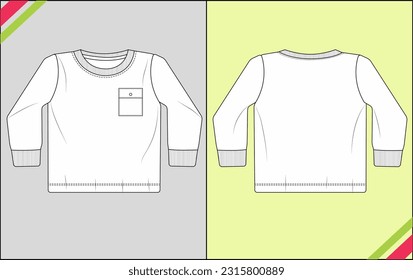 INFANT BOYS LONG SLEEVE SWEATSHRT CREW NECK COLLAR RIB TECHNICAL FASHION FLAT SKETCH