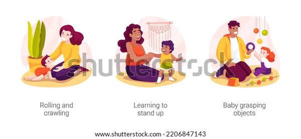 Infant Development Milestone Isolated Cartoon Vector Stock Vector ...