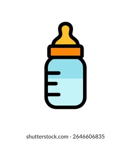 Infant feeding bottle with liquid inside. Icon Symbol Illustration