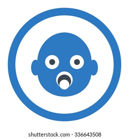 Infant Head vector icon. Style is bicolor flat rounded symbol, smooth blue colors, rounded angles, white background.