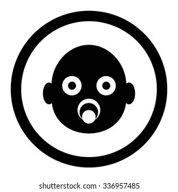 Infant Head vector icon. Style is flat rounded symbol, black color, rounded angles, white background.
