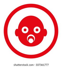 Infant Head vector icon. Style is flat rounded symbol, red color, rounded angles, white background.