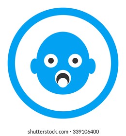Infant Head vector icon. Style is bicolor flat rounded symbol, blue and gray colors, rounded angles, white background.
