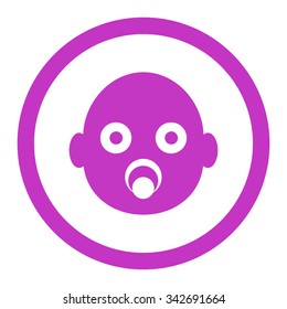 Infant Head vector icon. Style is flat rounded symbol, violet color, rounded angles, white background.
