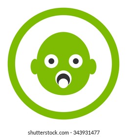 Infant Head vector icon. Style is bicolor flat rounded symbol, eco green and gray colors, rounded angles, white background.