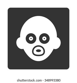 Infant Head vector icon. Style is flat rounded square button, white and gray colors, white background.