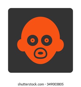 Infant Head vector icon. Style is flat rounded square button, orange and gray colors, white background.