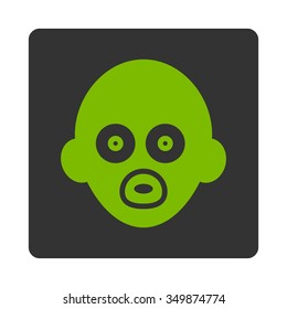 Infant Head vector icon. Style is flat rounded square button, eco green and gray colors, white background.