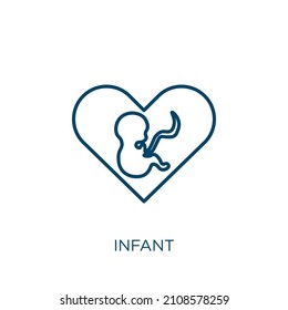 infant icon. Thin linear infant outline icon isolated on white background. Line vector infant sign, symbol for web and mobile