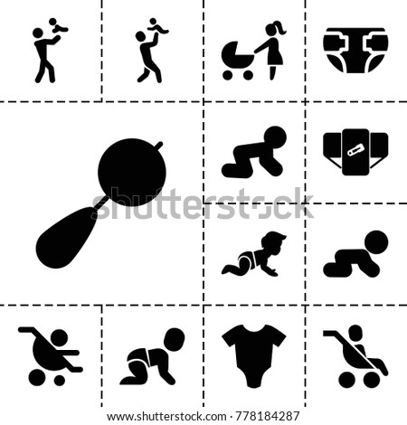 Infant icons. set of 13 editable filled infant icons such as baby onesie, beanbag, diaper