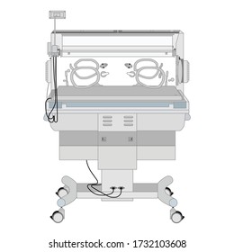 Infant incubator. Medical equipment. Isolated on a white background.