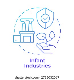 Das blaue Farbverlauf-Concept-Icon für Kleinkinder-Industrien. Unternehmensschutz. Herstellung. Runde Liniendarstellung. Abstrakte Idee. Grafikdesign. Benutzerfreundlicher Artikel, Broschüre