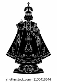 Infant Jesus of Prague. Black fill.