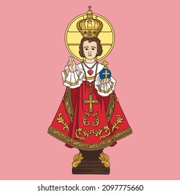 Infant Jesus of Prague Colored Vector Illustration