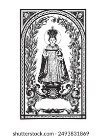 Infant Jesus of Prague Illustration Child Jesus Catholic religious Vector