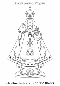 Infant Jesus of Prague. Outline like a brushstrokes.