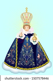 Infant Jesus of Prague-a stylized illustration of the Prague statue of Jesus as a little boy