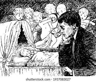 Infant Joy, vintage engraved illustration