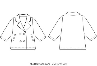 Infant kids boy double-breasted blazer vector design illustration design