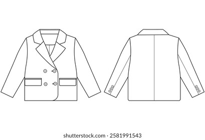 Infant kids boy double-breasted blazer vector design illustration design