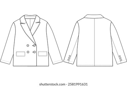 Infant kids boy double-breasted blazer vector design illustration design