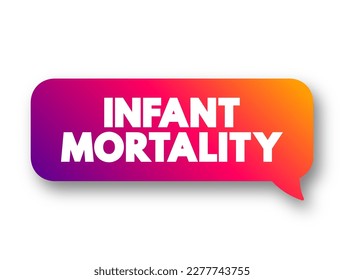 Mortalidad infantil es la muerte de un niño antes de su primer cumpleaños, burbuja de mensajes de concepto de texto