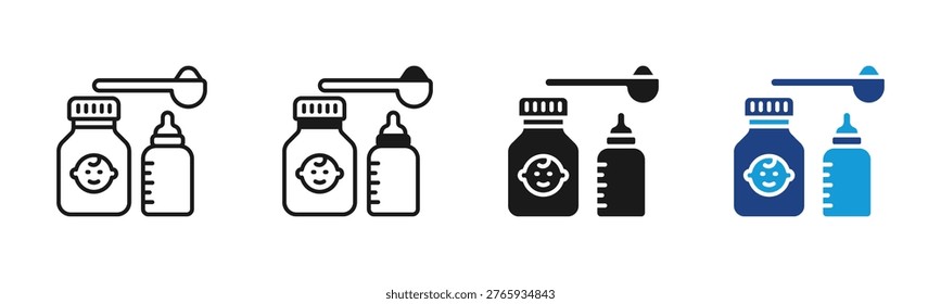 Infant Nutrition icon set multiple style collection