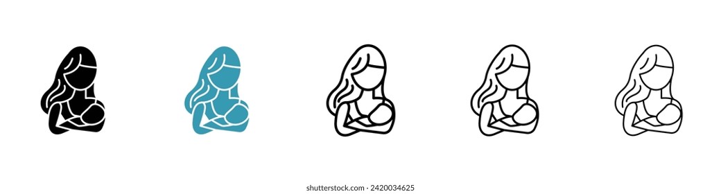 Infant Nutrition Vector Icon Set. Maternal feeding vector symbol for UI design.