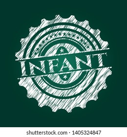 Infant on chalkboard. Vector Illustration. Detailed.