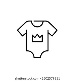 Infant onesie with crown. Baby boss clothes. Pixel perfect vector icon