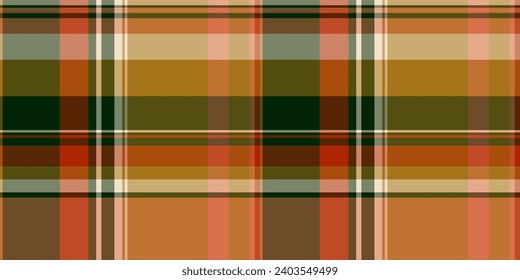 Infant pattern textile check, ethnic texture tartan fabric. Simple vector background seamless plaid in orange and amber color.
