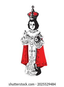 Niño Ilustración de Praga Niño Jesús vector religioso católico 