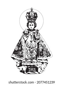 Niño Ilustración de Praga Niño Jesús vector religioso católico