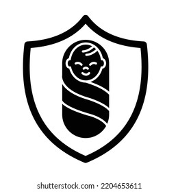 Infant protection Black Glyph Vector Icon which can easily modifiy or edit

