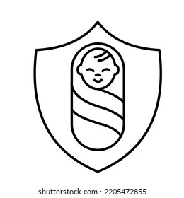 Infant protection Outline Vector Icon which can easily modify or edit

